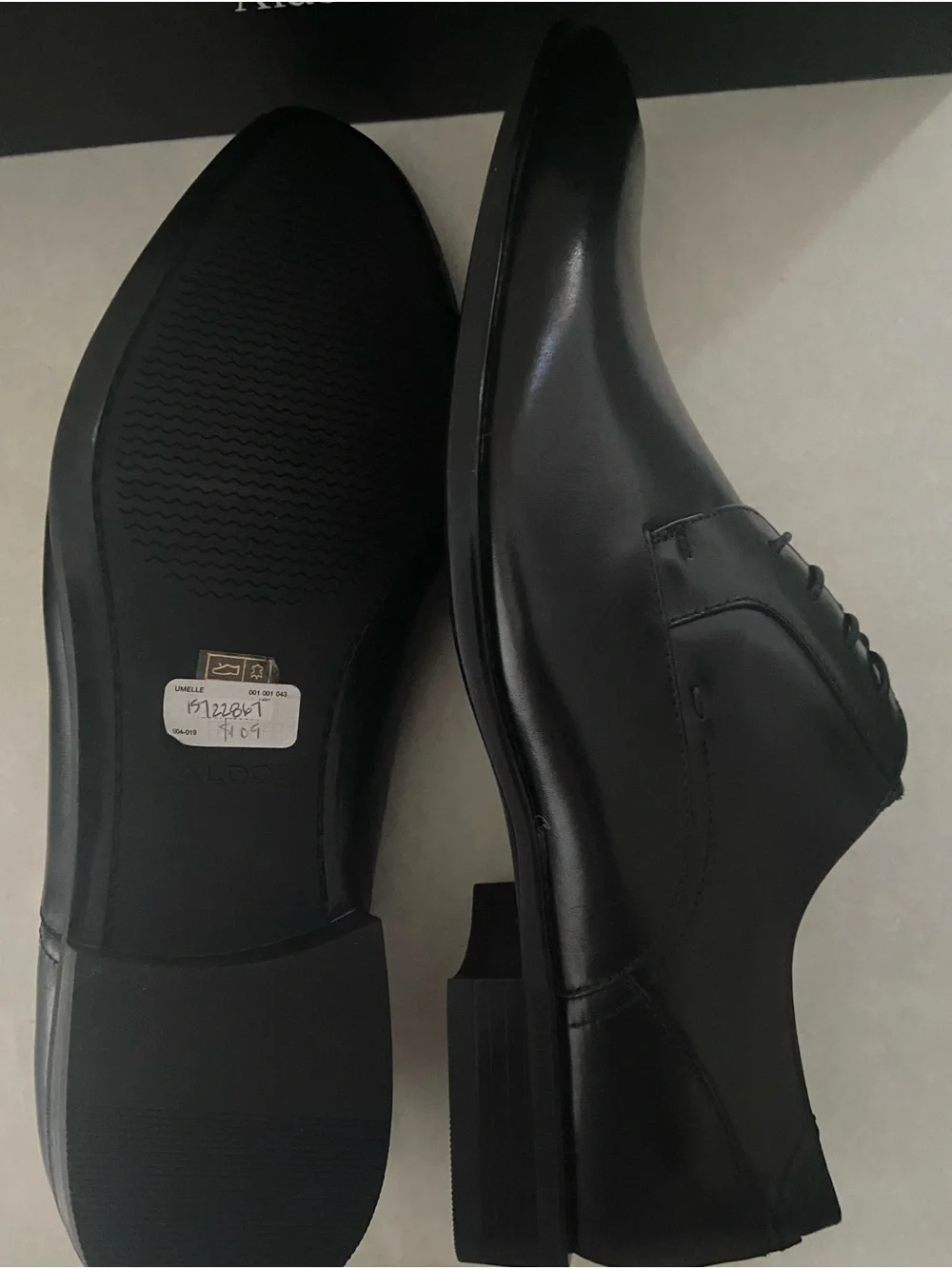 NIB ALDO Umelle Umiliria Black Leather Dress Shoes Men's Size 13 NWT